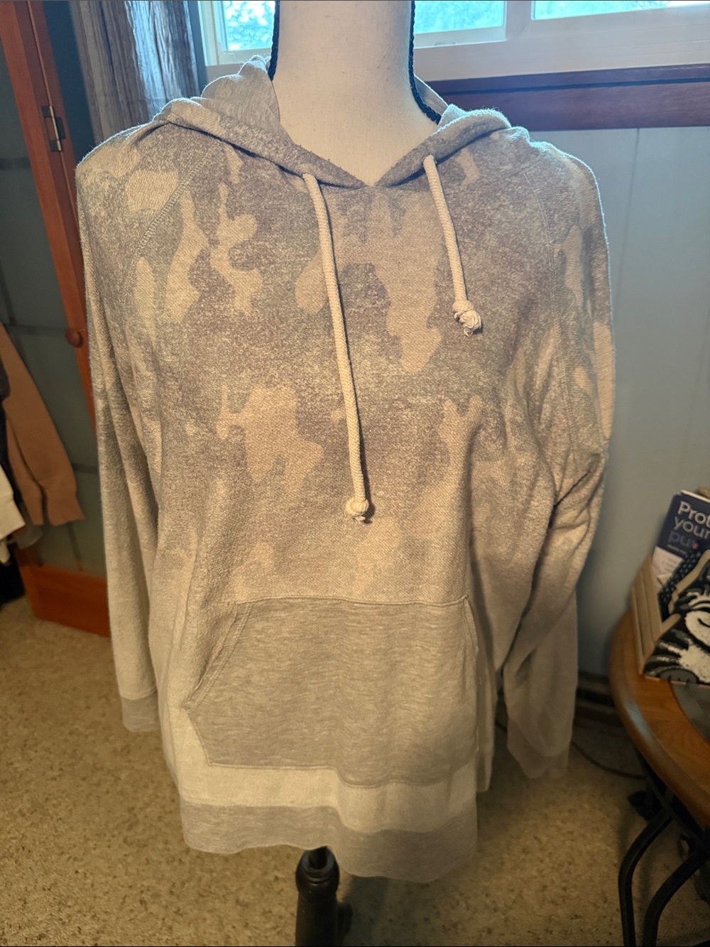 Maurices Light Gray Hooded Camo Swaetshirt